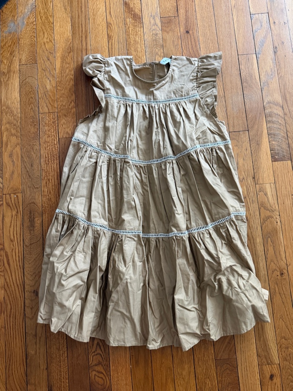 Tiered Cotton Dress in Khaki